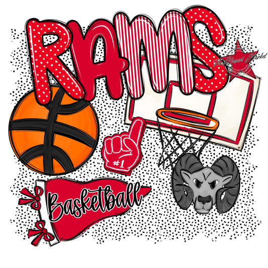 Rams Basketball Spirit-Red
