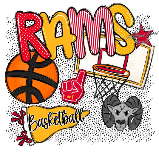 Rams Basketball Spirit-Red & Yellow