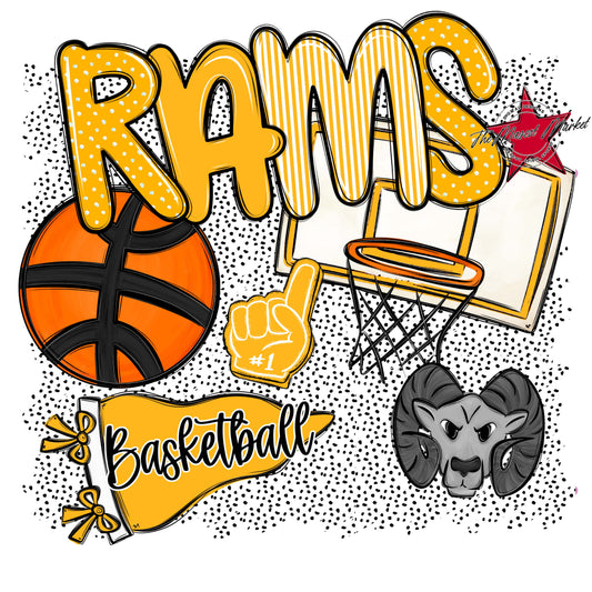 Rams Basketball Spirit-Yellow