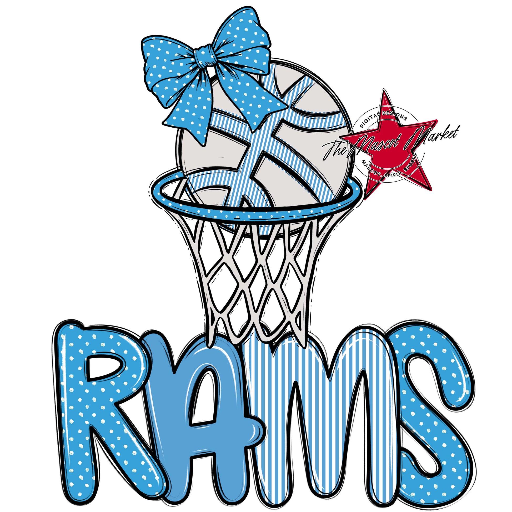 Rams Basketball Spirit Design-Carolina Blue