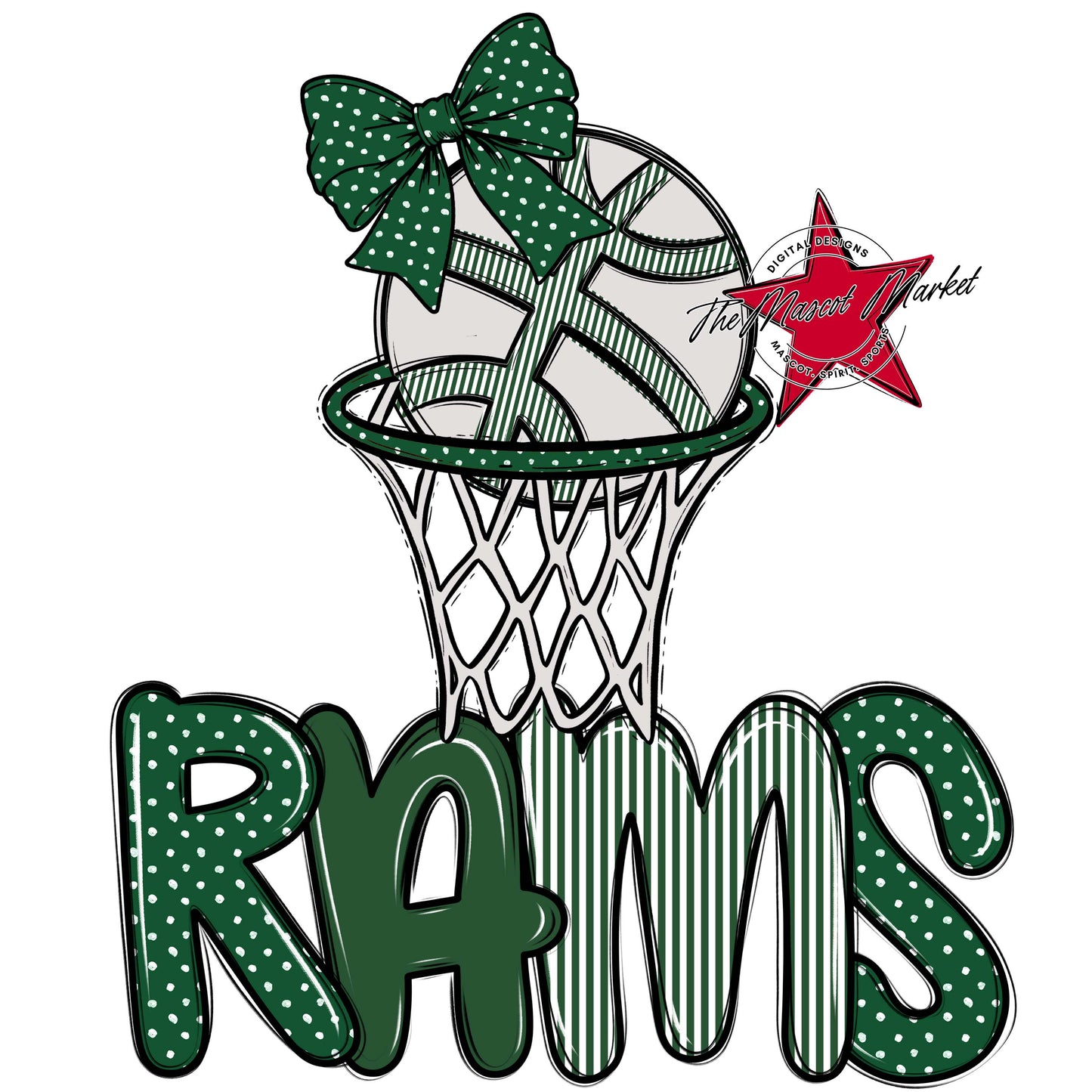 Rams Basketball Spirit Design-Green