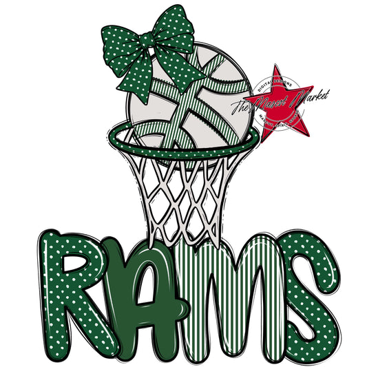 Rams Basketball Spirit Design-Green