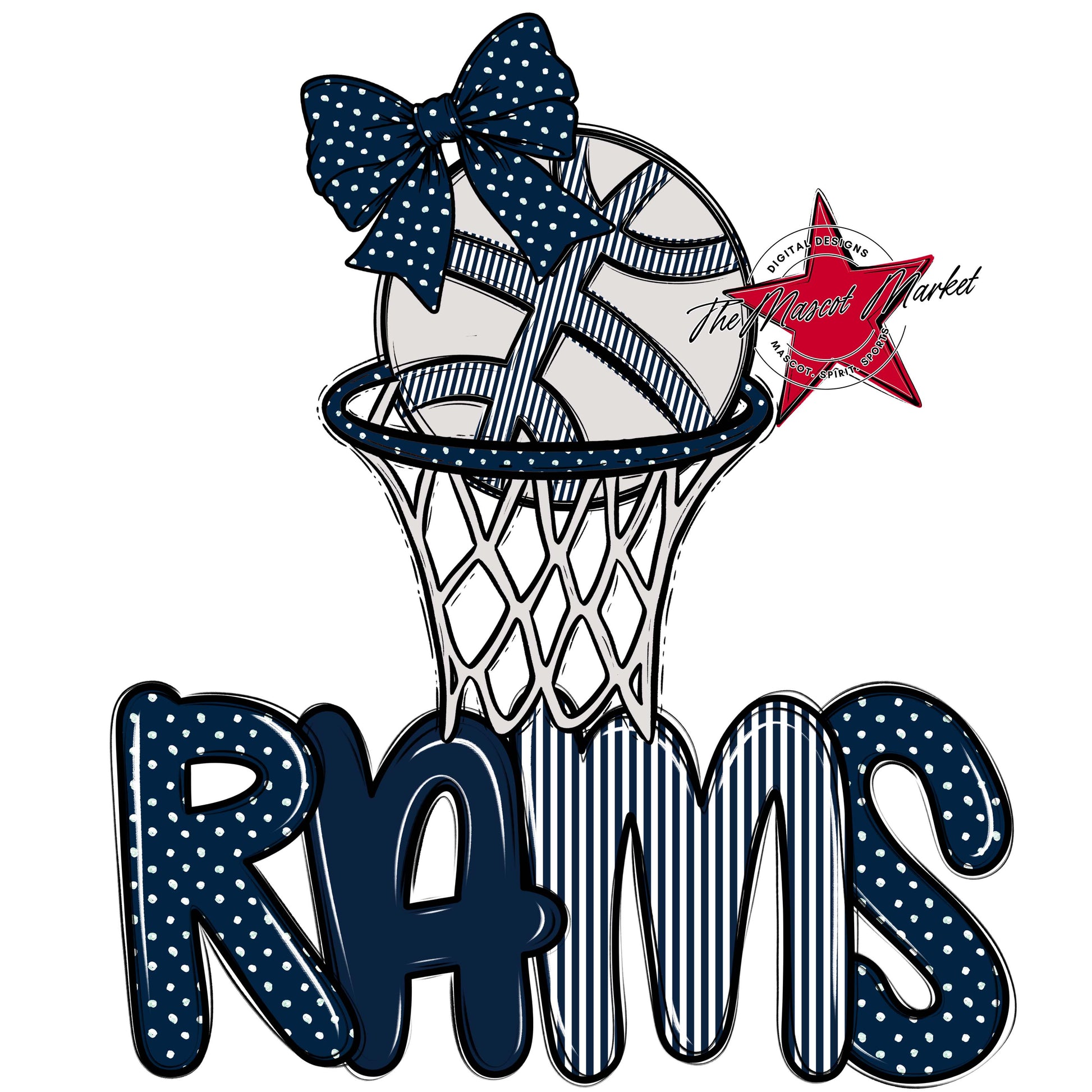 Rams Basketball Spirit Design-Navy