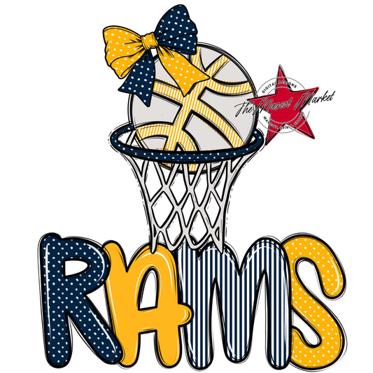 Rams Basketball Spirit Design-Navy & Yellow