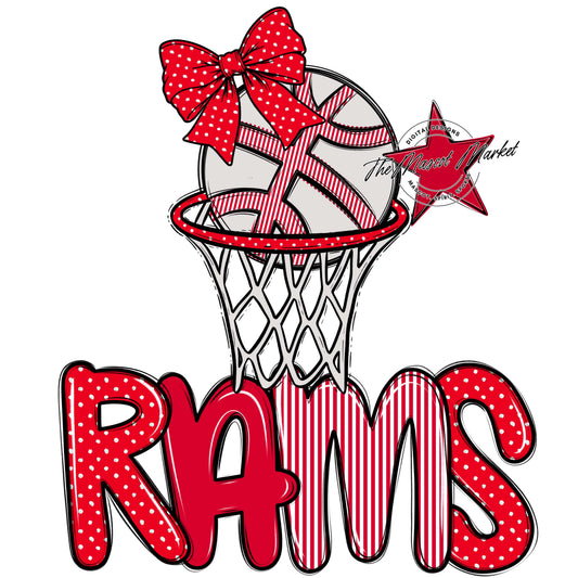 Rams Basketball Spirit Design-Red