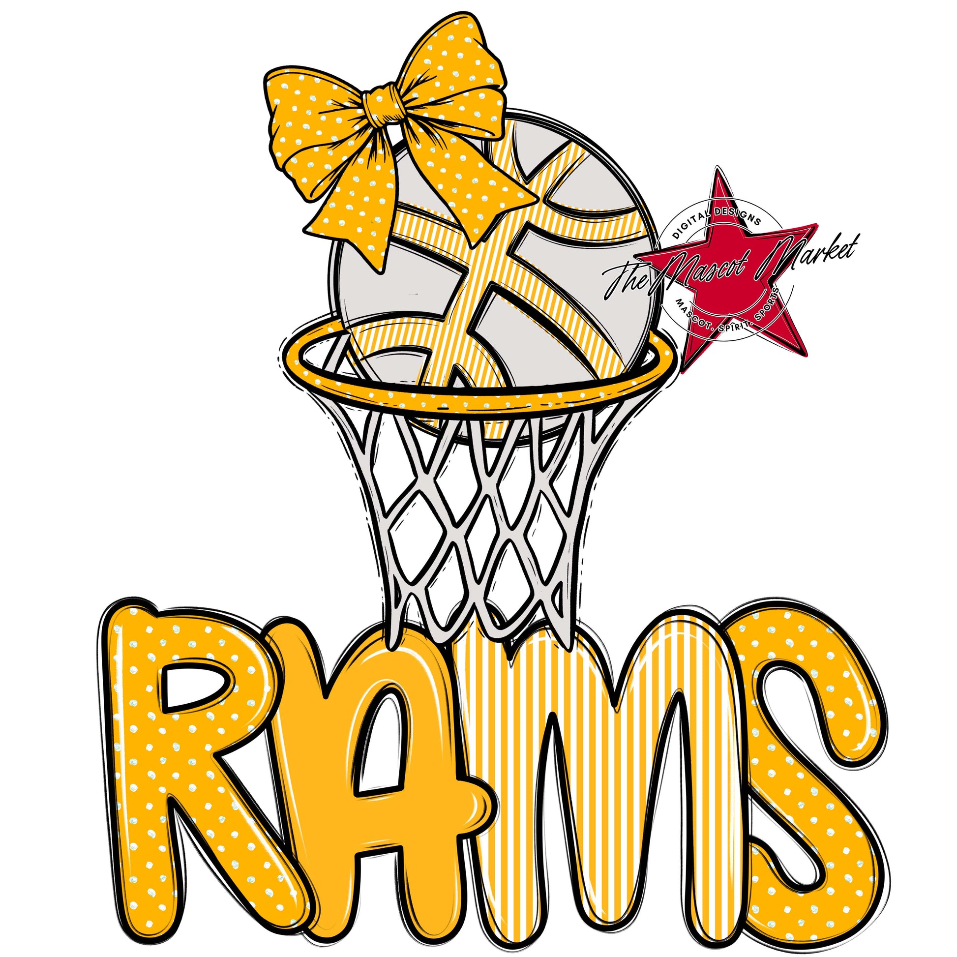 Rams Basketball Spirit Design-Yellow
