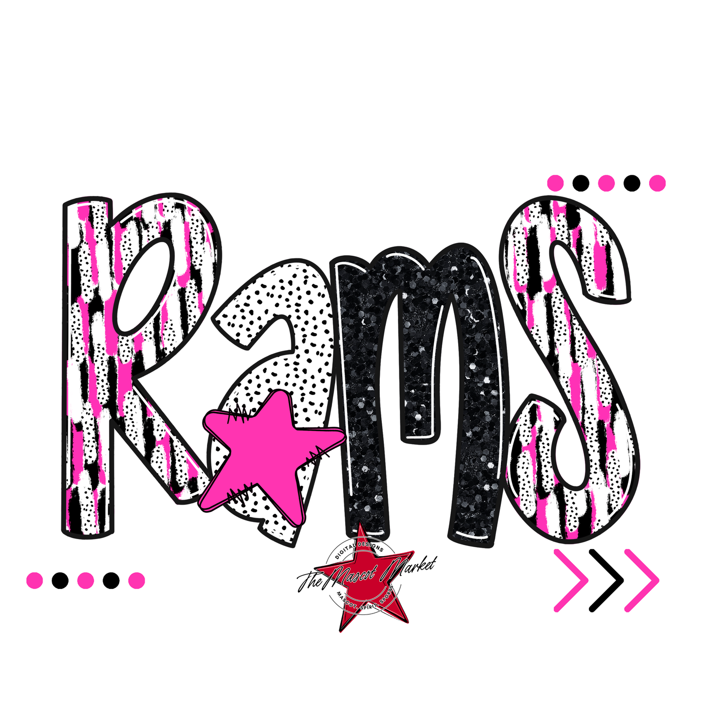 Rams Brushstroke Alpha w Arrows-Pink