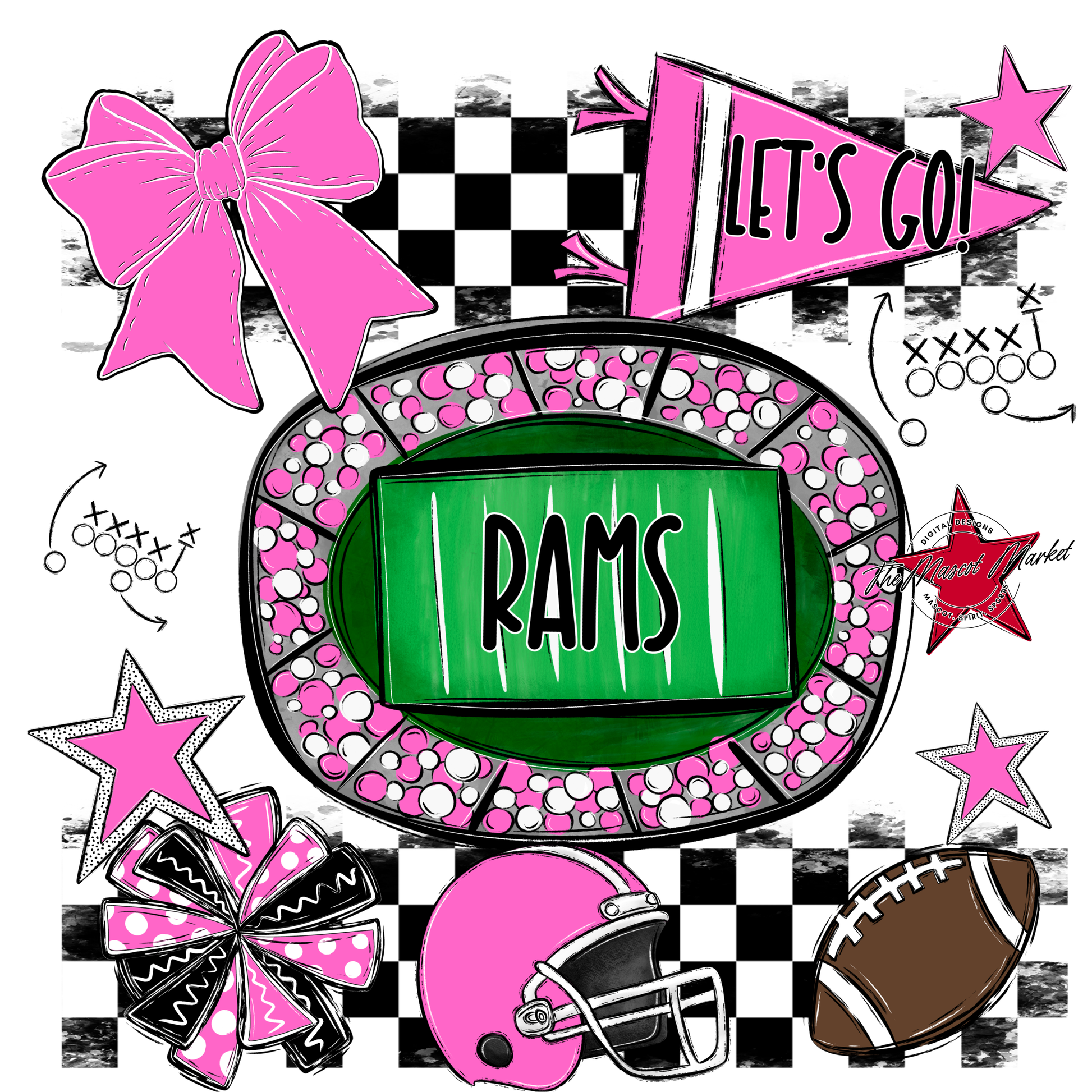 Rams Checkers Spirit Design-Baby Pink