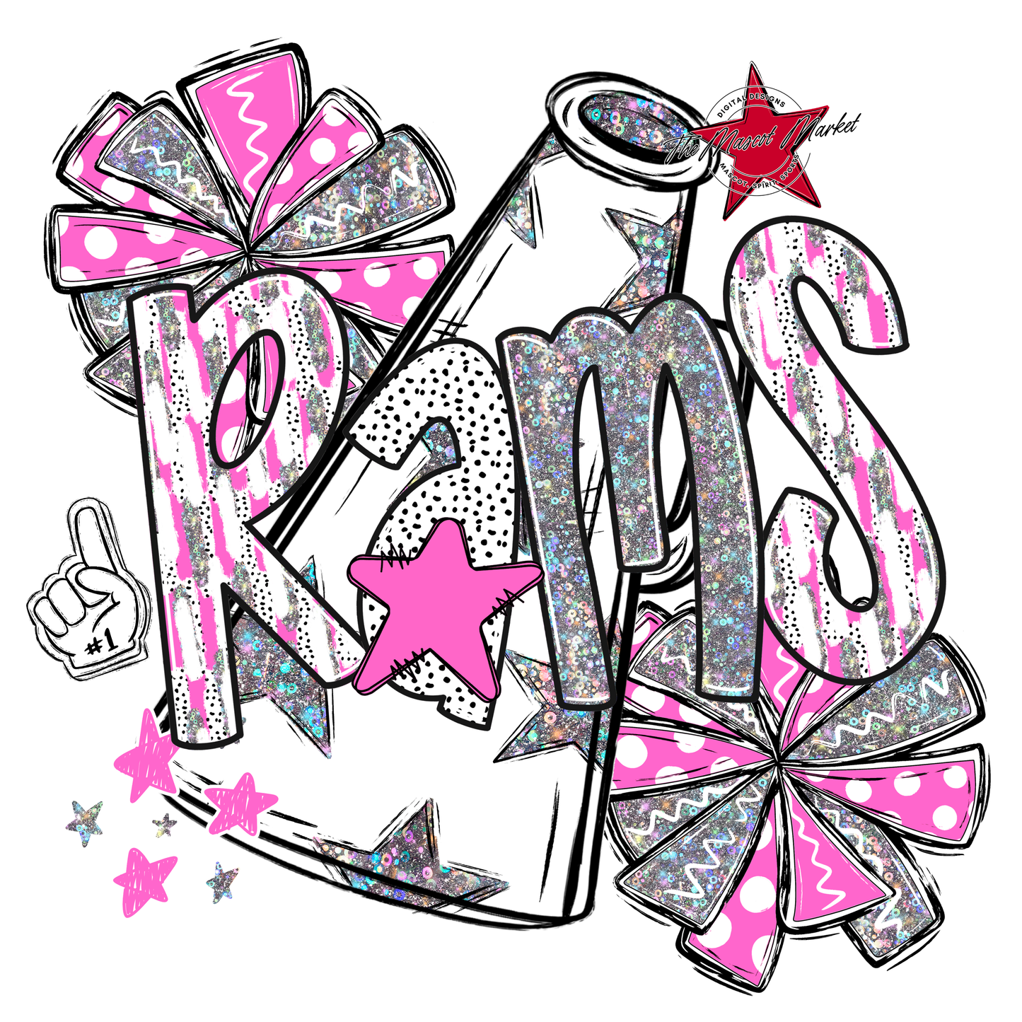 Rams Cheer Megaphone Scrape-Baby Pink