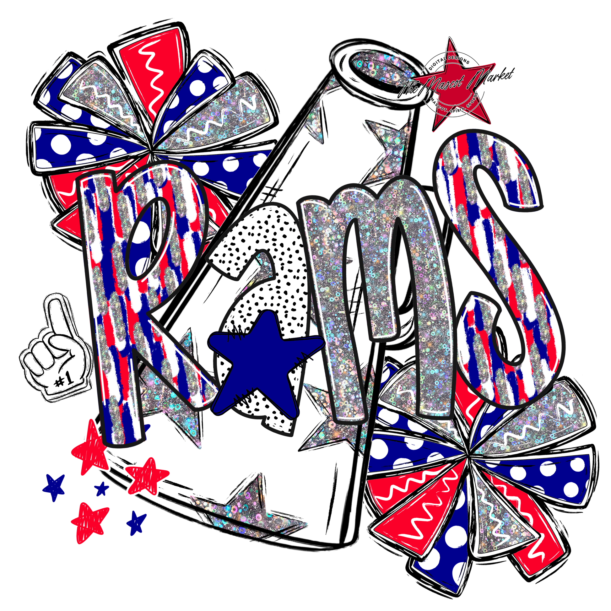 Rams Cheer Megaphone Scrape-Blue-Red