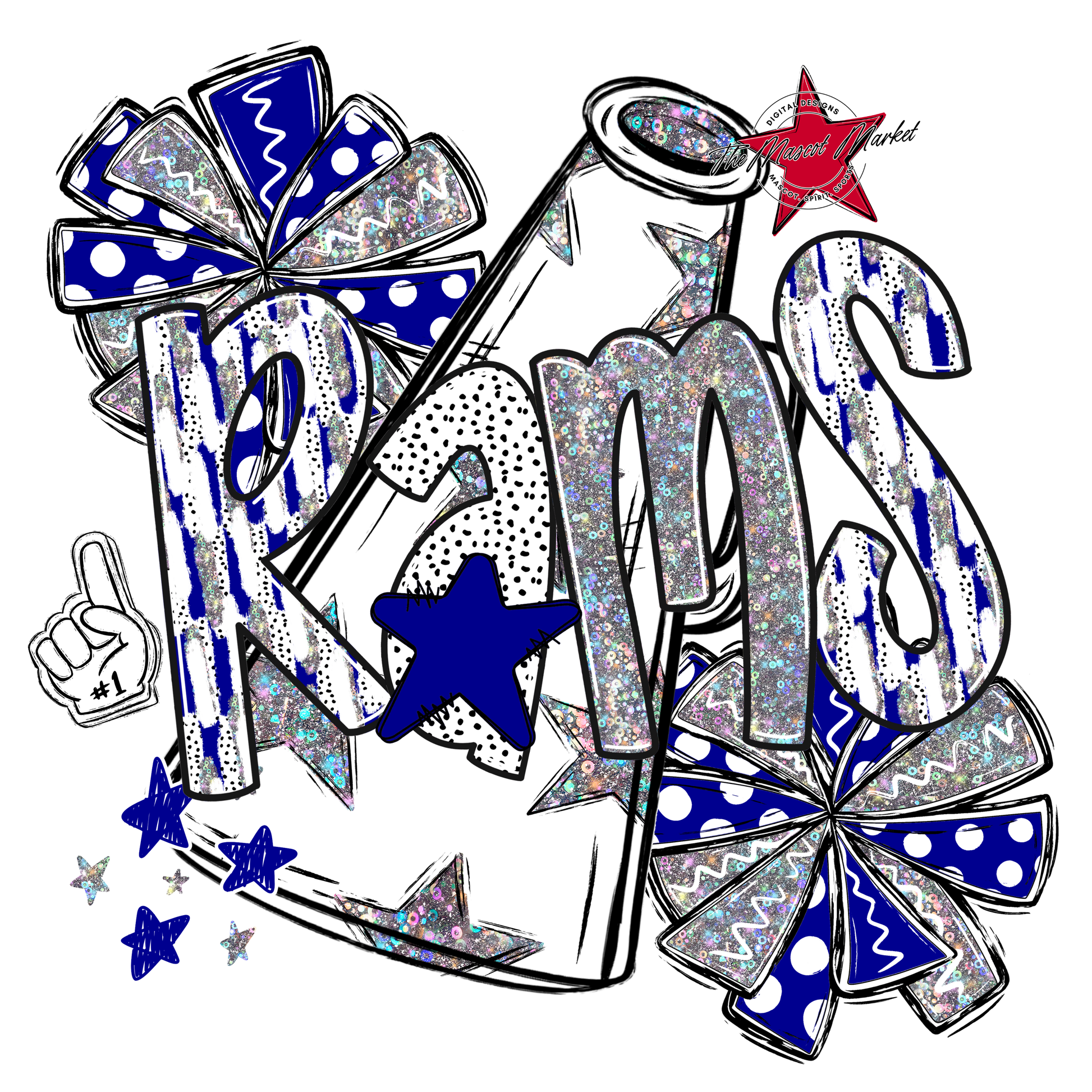 Rams Cheer Megaphone Scrape-Blue