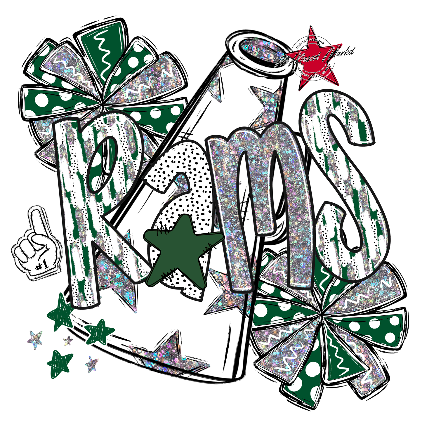 Rams Cheer Megaphone Scrape-Green