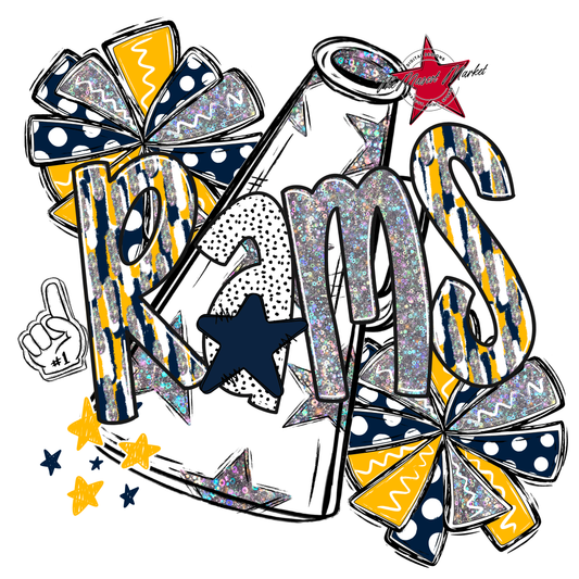 Rams Cheer Megaphone Scrape-Navy-Yellow