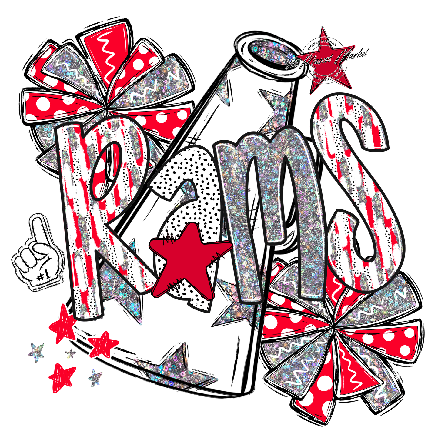 Rams Cheer Megaphone Scrape-Red