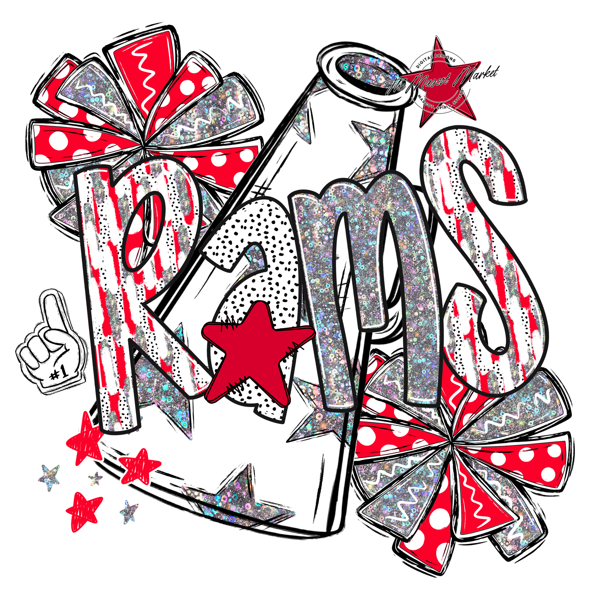 Rams Cheer Megaphone Scrape-Red