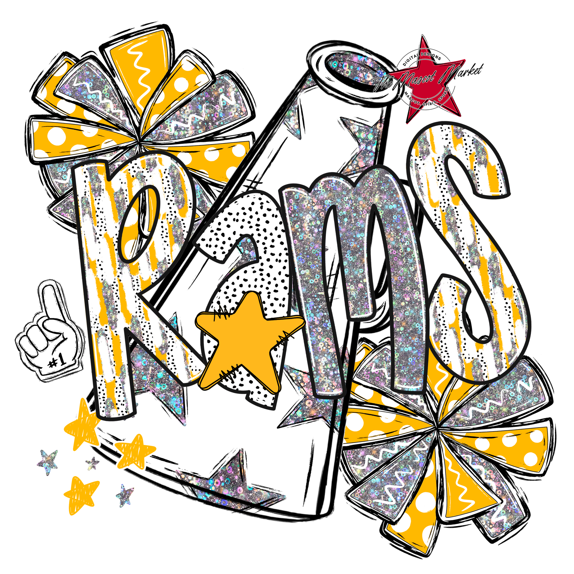 Rams Cheer Megaphone Scrape-Yellow