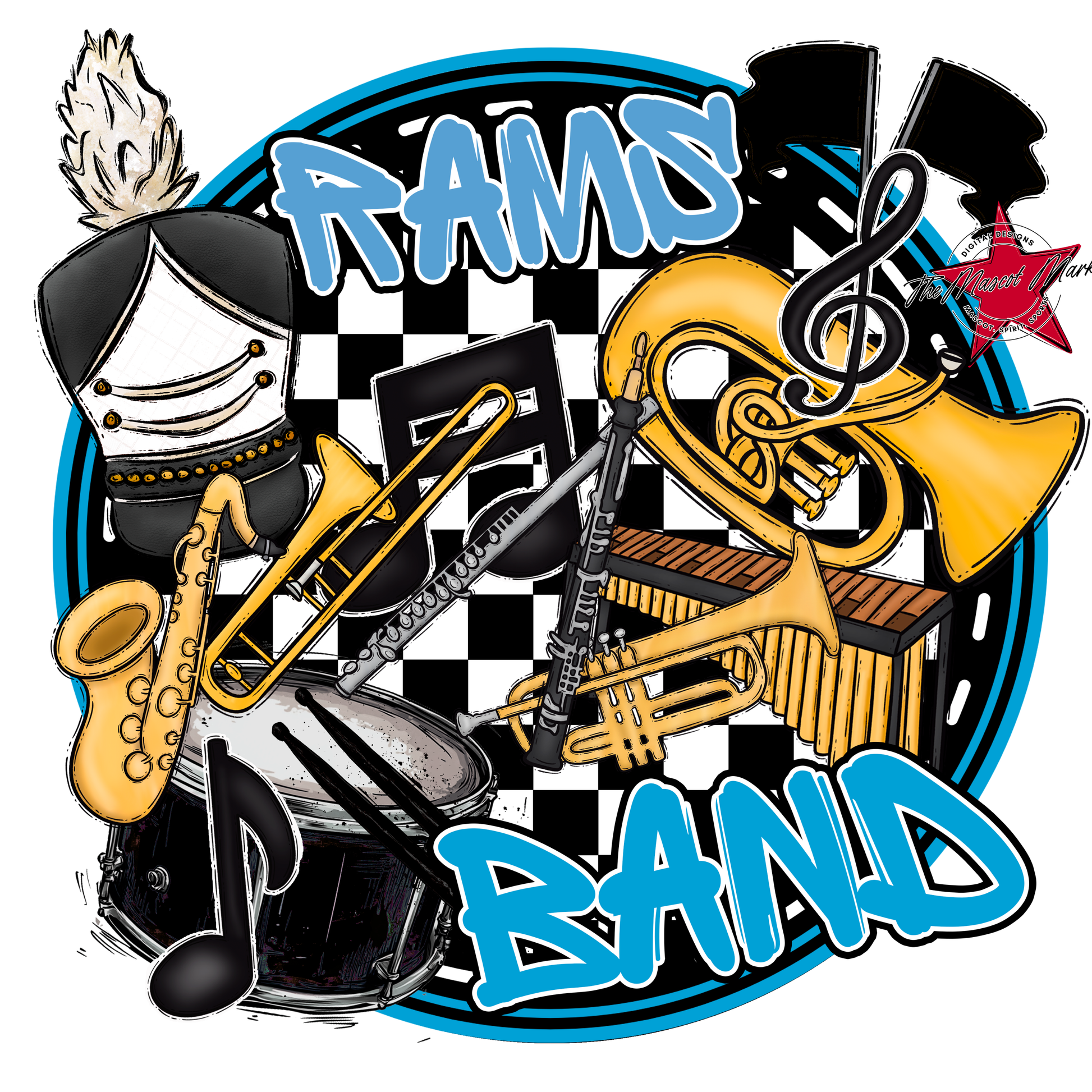 Rams Circle Band Design-Carolina Blue