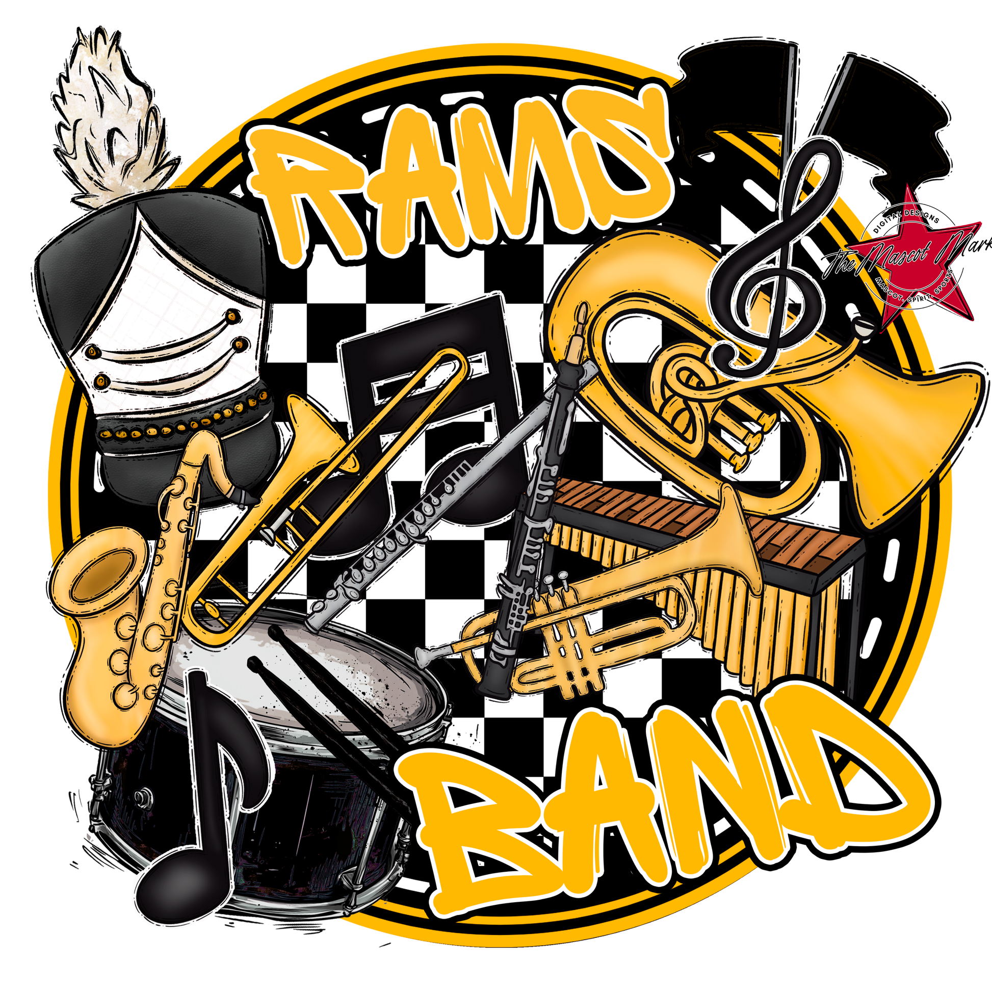 Rams Circle Band Design-Yellow