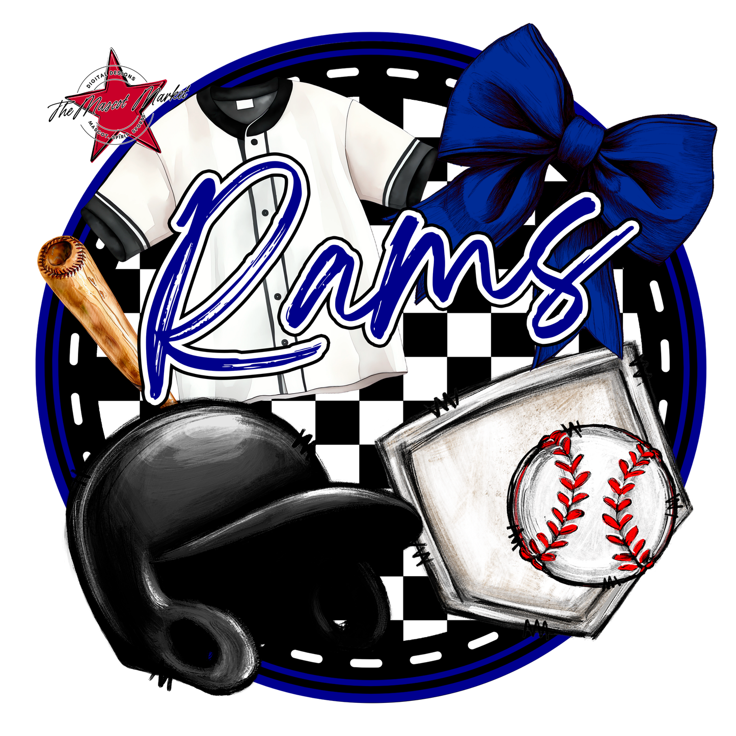 Rams Circle Baseball Design-Blue