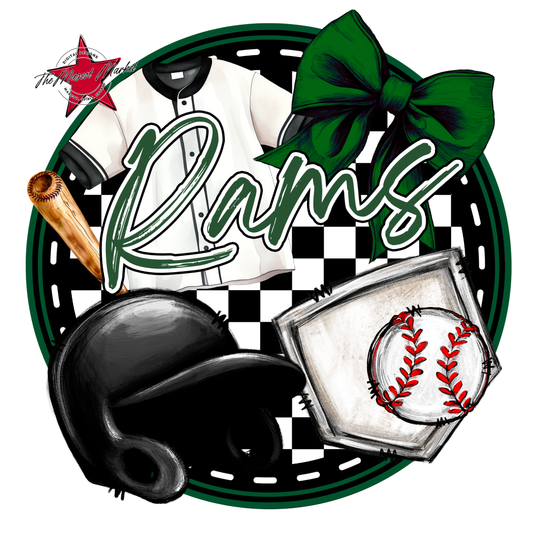 Rams Circle Baseball Design-Green