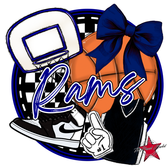 Rams Circle Basketball Design-Blue