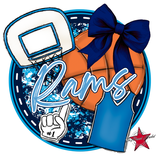 Rams Circle Basketball Design-Navy-Carolina Blue