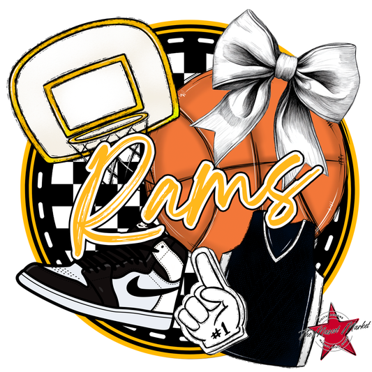Rams Circle Basketball Design-Yellow