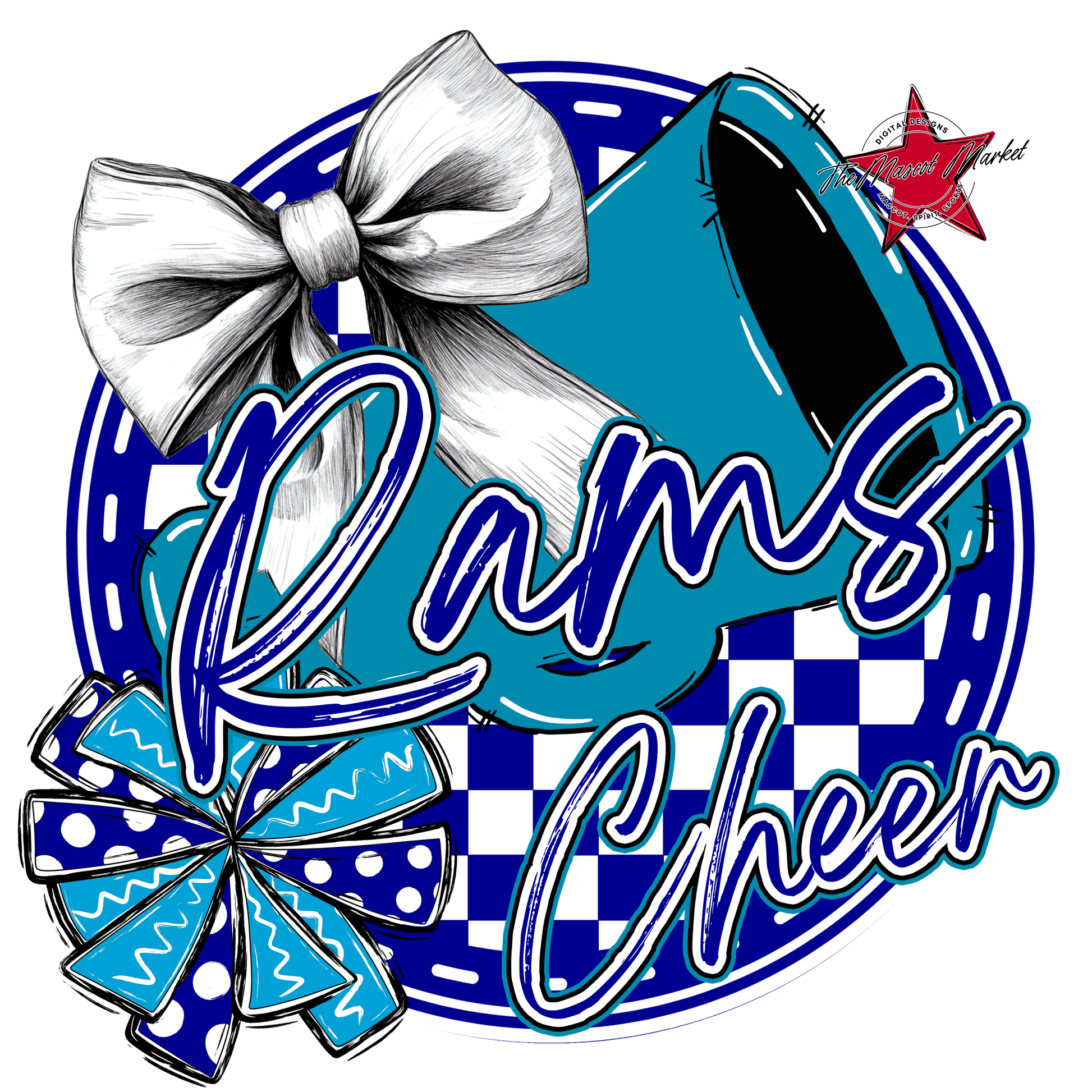 Rams Circle Cheer Design-Blue-Carolina Blue