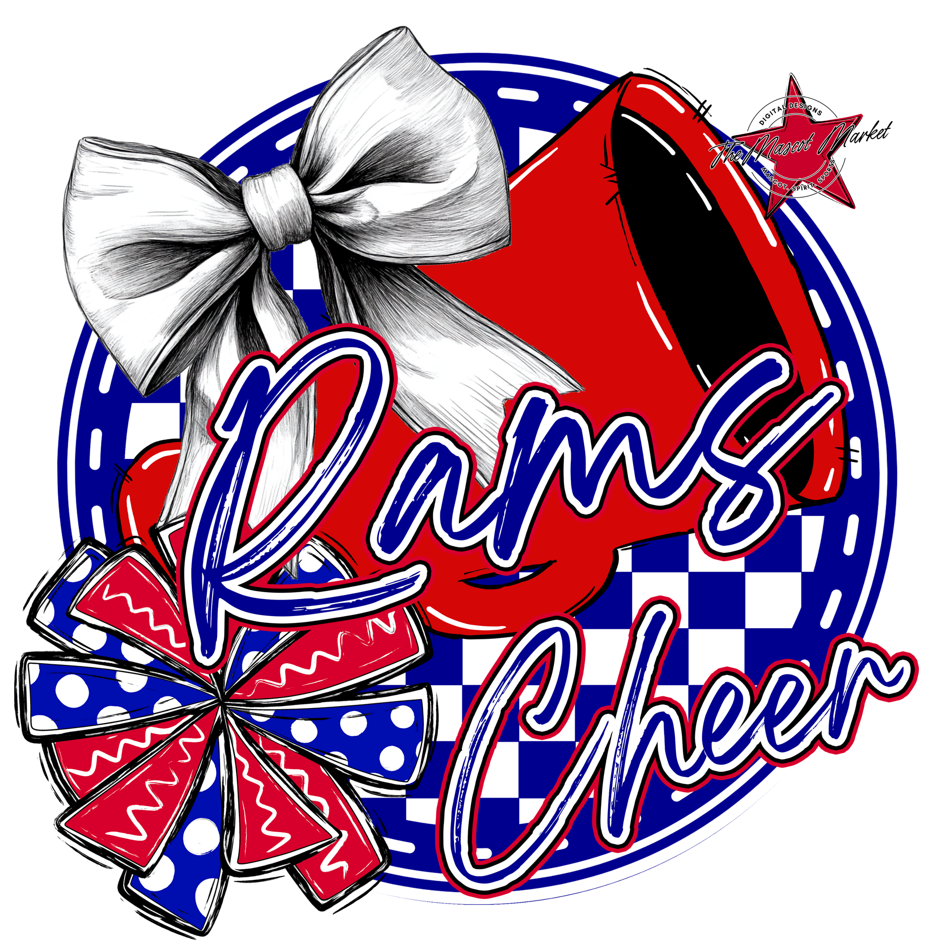 Rams Circle Cheer Design-Blue-Red