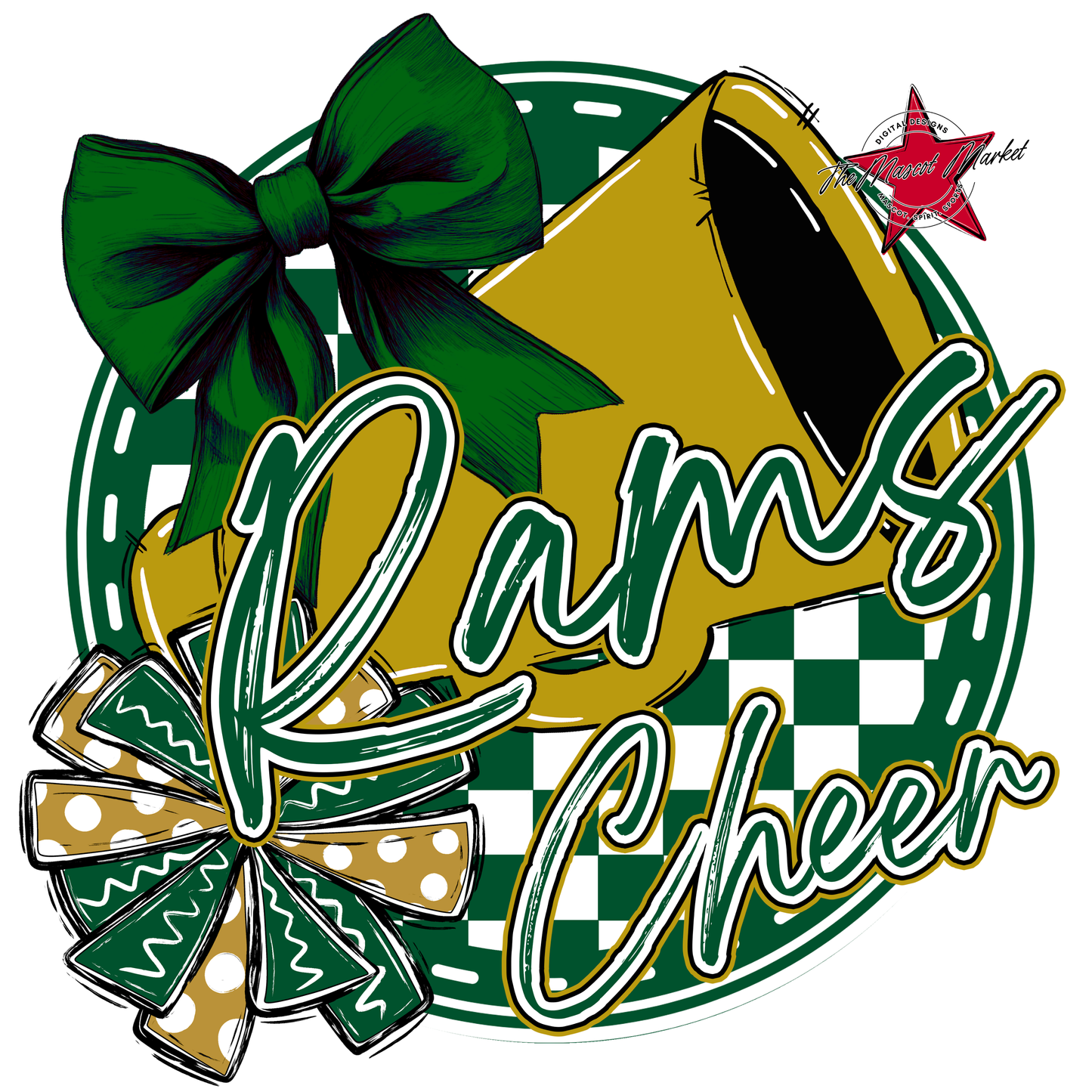 Rams Circle Cheer Design-Green-Gold