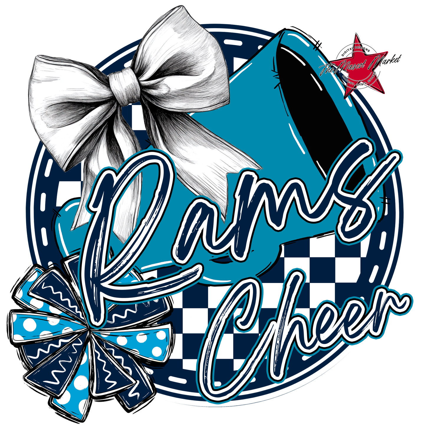 Rams Circle Cheer Design-Navy-Carolina Blue