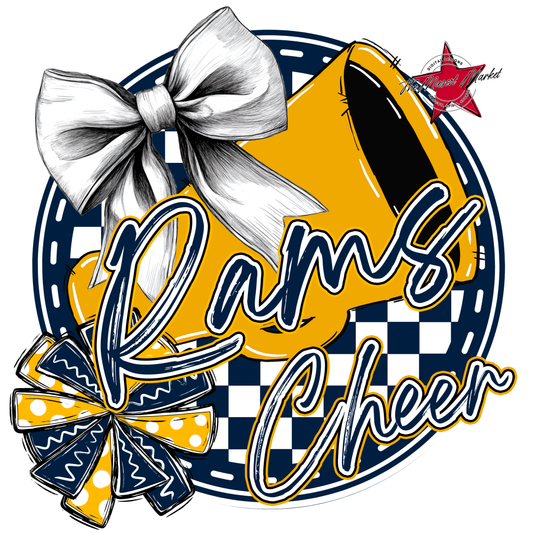 Rams Circle Cheer Design-Navy-Yellow