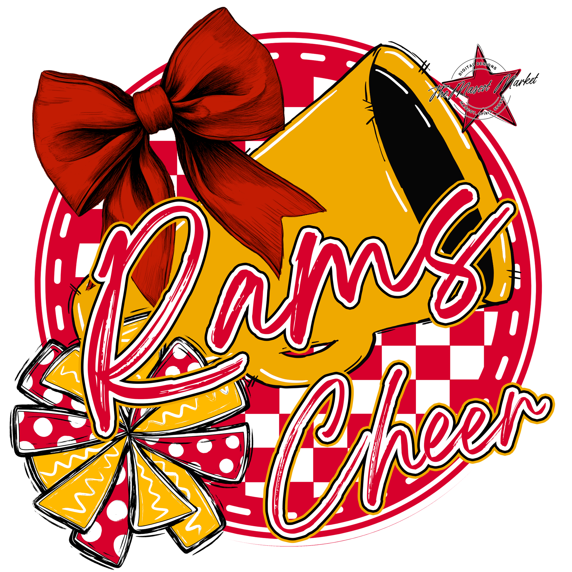 Rams Circle Cheer Design-Red-Yellow