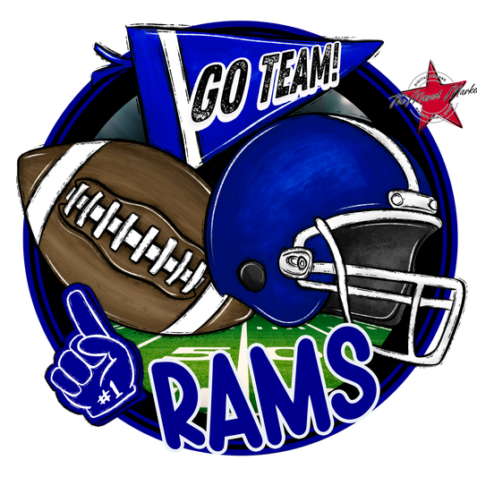 Rams Circle Football Design-Blue