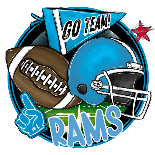 Rams Circle Football Design-Carolina Blue