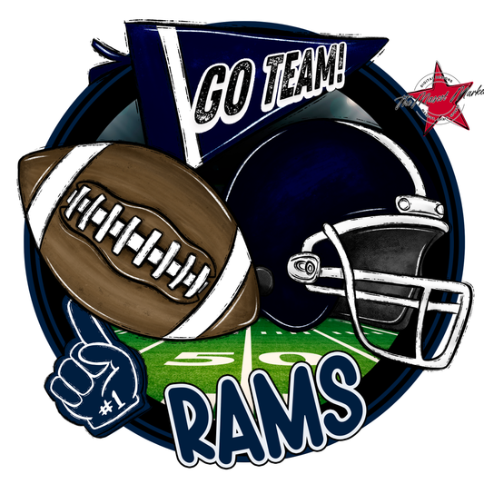 Rams Circle Football Design-Navy