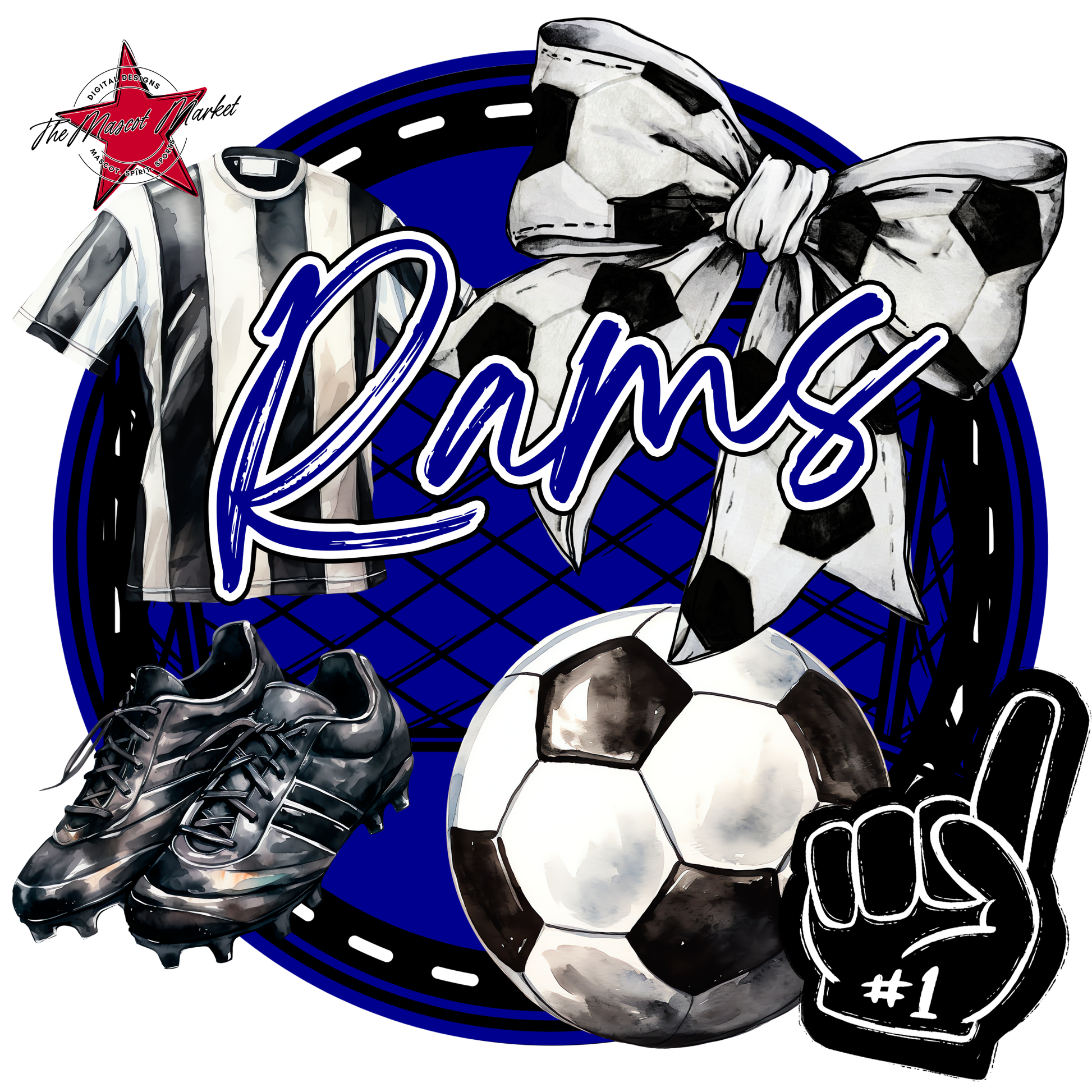 Rams Circle Soccer Design-Blue