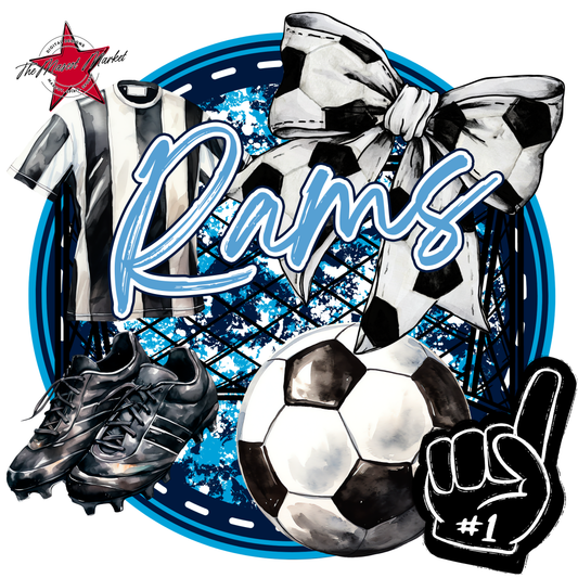 Rams Circle Soccer Design-Navy-Carolina Blue