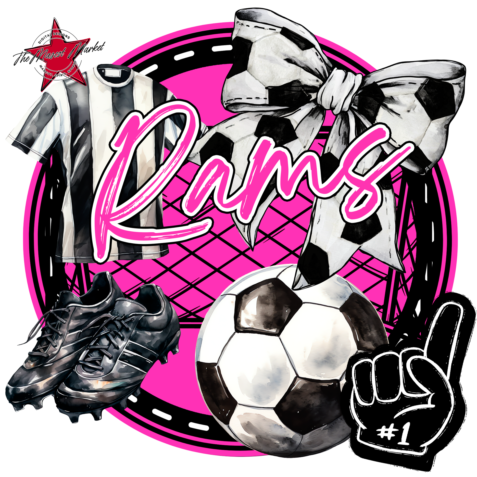 Rams Circle Soccer Design-Pink