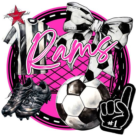 Rams Circle Soccer Design-Pink