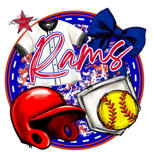Rams Circle Softball Design-Blue-Red