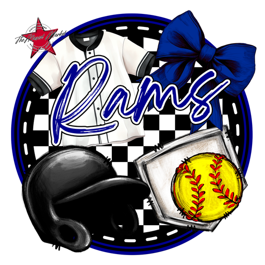 Rams Circle Softball Design-Blue