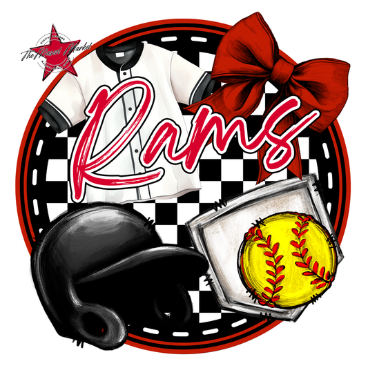 Rams Circle Softball Design-Red
