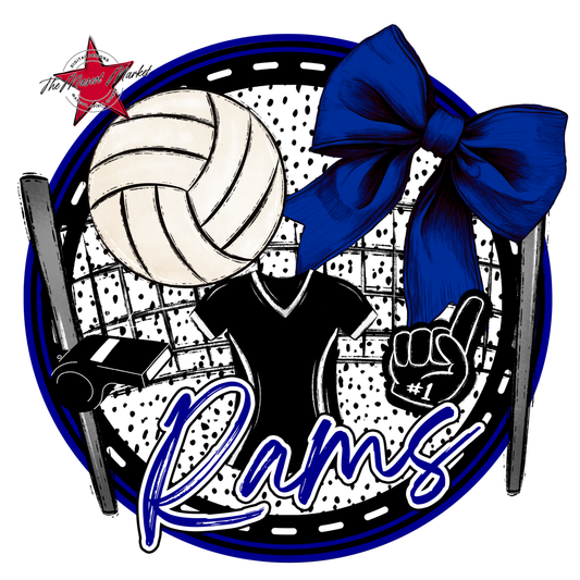 Rams Circle Volleyball Design-Blue