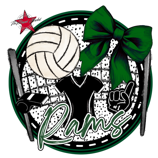 Rams Circle Volleyball Design-Green