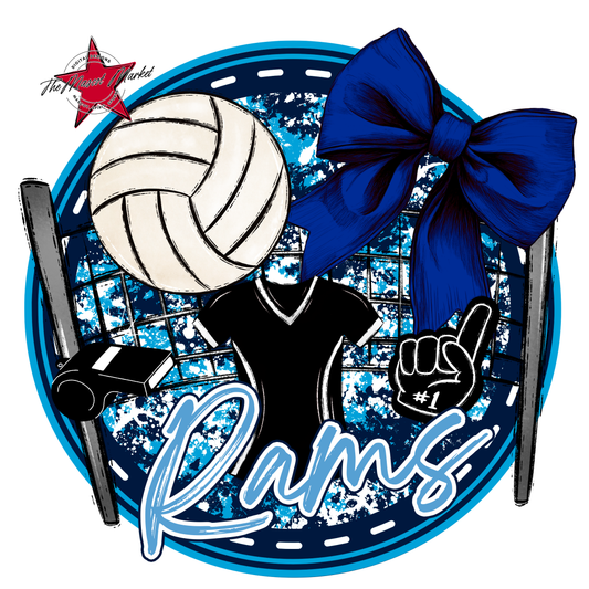 Rams Circle Volleyball Design-Navy-Carolina Blue