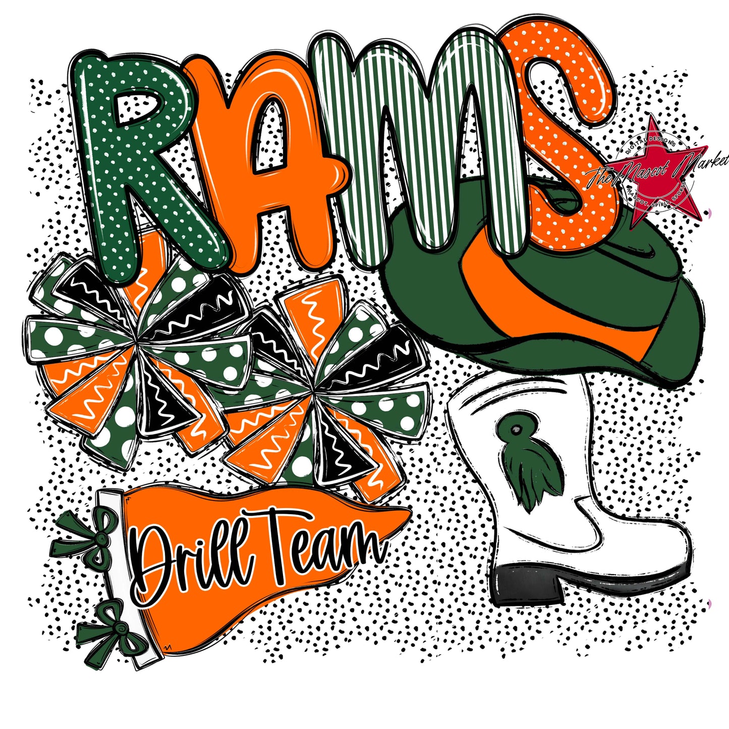 Rams Drillteam Spirit-Green & Orange