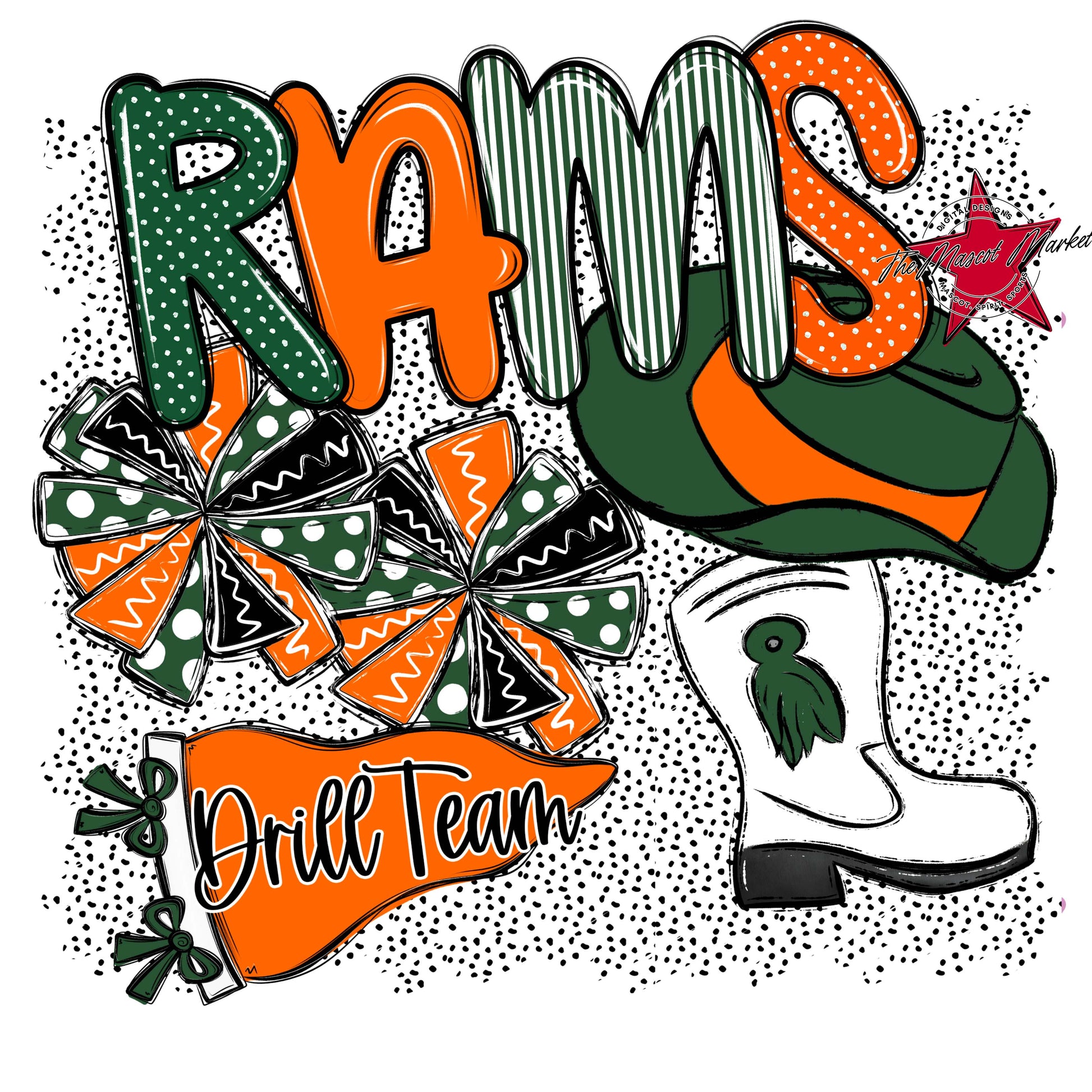Rams Drillteam Spirit-Green & Orange