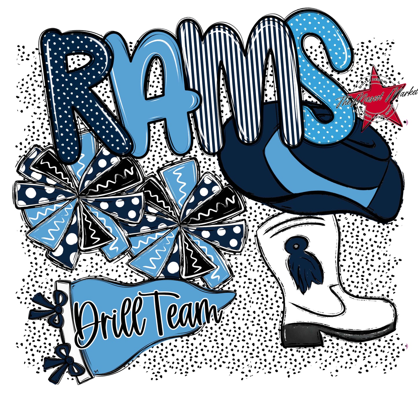 Rams Drillteam Spirit-Navy & Carolina Blue