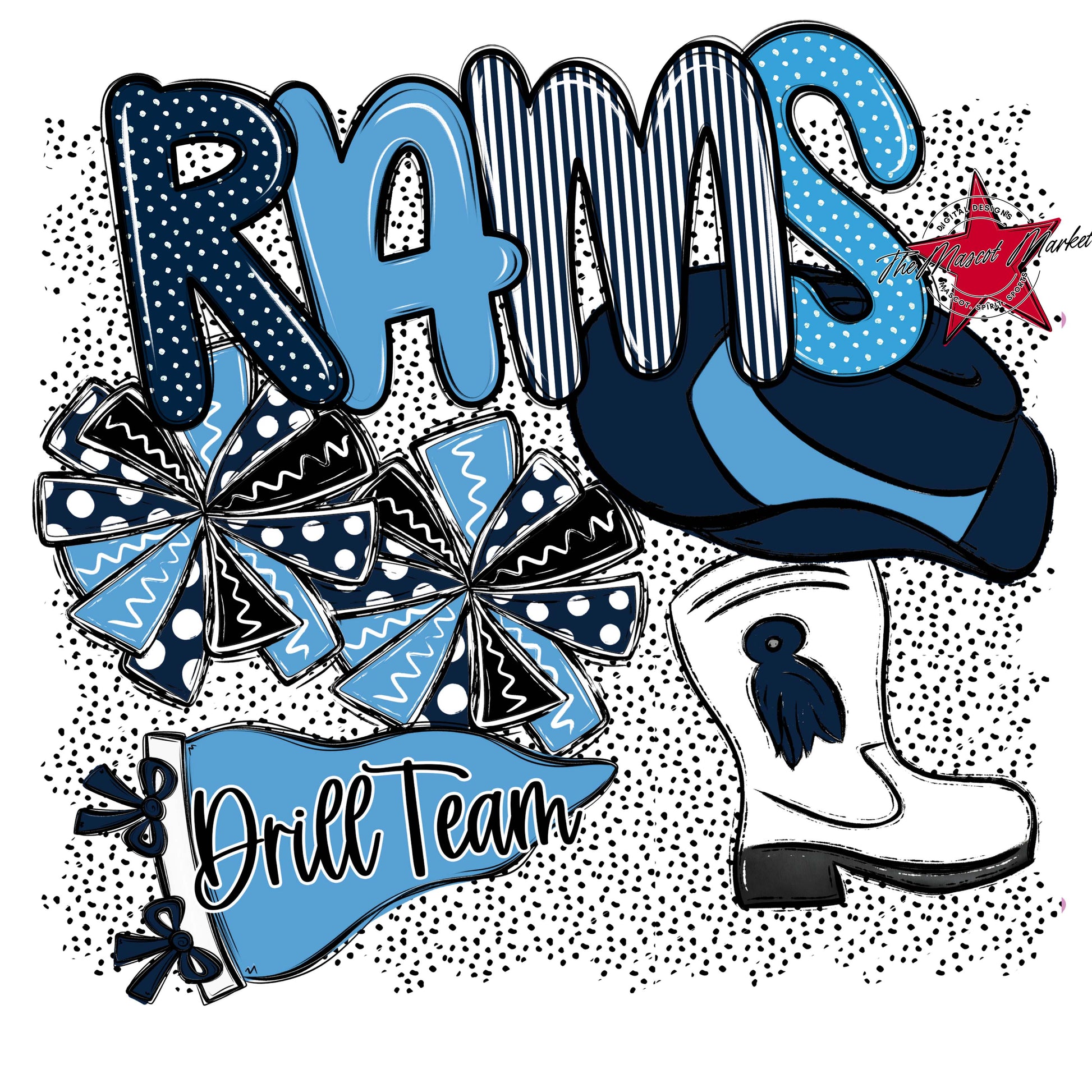Rams Drillteam Spirit-Navy & Carolina Blue